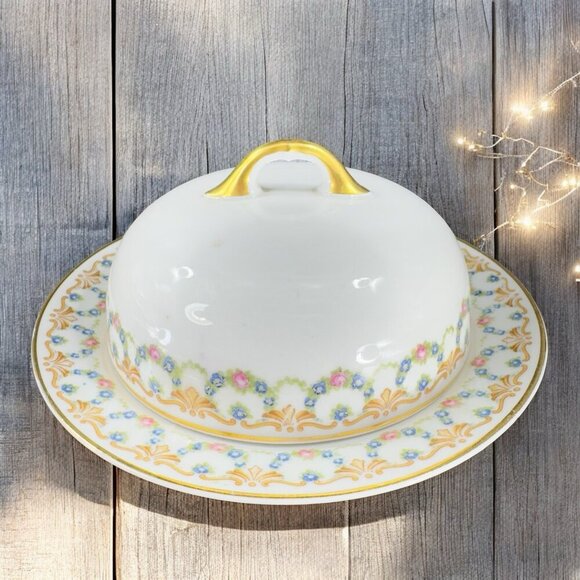 Heinrich & Co H&C Selb Bavaria Porcelain Round Butter Dish Container Vintage - Picture 1 of 16